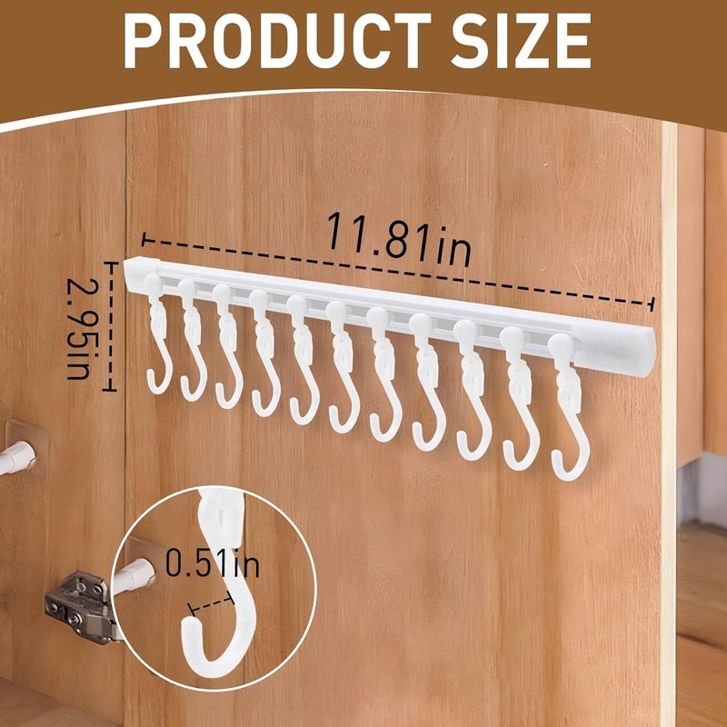 FUYAHA Kitchen Utensil Hanging Rrack - Hooks for Kitchen Utensils, No Drilling Wall Mounted Utensil Holder, Kitchen Rail Rack with 10 Hooks Hanger for Kitchen Bathroom (Pack of 2) - Image 4